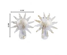 YVAN MOINS CHER 2 Pinces à Rideau De Forme Soleil - Grand Modele -Couleur Blanc/Or 11 x 11 cm