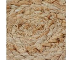 vidaXL Tapis Jute Design Tressé 90 cm Rond Moquette Carpette à la Main Décor