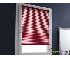 MADECOSTORE Store Vénitien Aluminium Easy Rouge - L32 x H150cm - Mécanisme autobloquant - Lamelles 25mm - Sans perçage