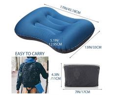 Oreiller Gonflable Mat Coussin pour Camping Pique-Nique Bleu 40 * 25cm TOOGOO Double Face R