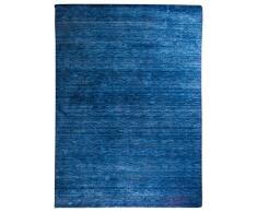 Morgenland Gabbeh Tapis UNI 60 x 40 cm Bleu camaïeu design Tapis en laine douce fait main Loribaft Oriental Moderne