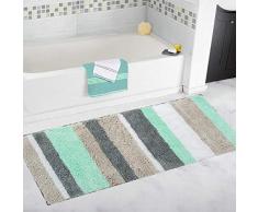 Pauwer Tapis de Bain en Microfibres Tapis de Bain absorbants antidérapants Tapis de Bain Extra Longs et Doux Tapis de Bain lavables en Machine(45X120cm,Vert/Gris)