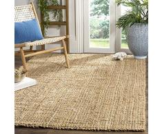 Tapis carré en Fibre Naturelle tissée à la Main en Jute Naturel - Tapis en jonc de mer Naturel pour décoration dintérieur (2m x 3m)