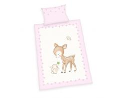 Herding BABY BEST Parure de Lit pour Enfants, Réversible, Jana Faon, Housse de Couette 100 x 135 cm, Taie dOreiller 40 x 60 cm, Flanelle