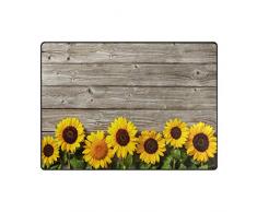 Mnsruu Tapis Humoristique en Bois Motif Tournesol, Tissu, Multicolore, 203cm x 147.3cm(7 x 5 Feet)