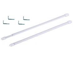 Lot de 2 Tringles Rideaux Ovale Extensible Blanc 70x120cm Voilage Décoration 712