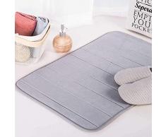 AOI Tapis de Bain Tapis de Bain, Tapis de Salle de Bain Anti-Glissement antibactérien Tapis de Bain Doux Tapis de Salle de Bain pour bébé avec sécurité en Tissu Velours Corail (40x60 cm, Gris)
