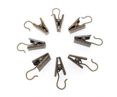 100 petits pinces à rideaux en cuivre, pinces en métal bronze pinces rideau de douche en acier inoxydable avec crochet pour salle de bain