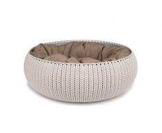 Keter Panier de Couchage Rond Aspect Tricot avec Coussin pour Chien