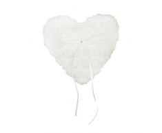 WINOMO 17 cm *15 anneau porteur ruban satin + Coussin Oreiller Fleur Dentelle ornée de Mariée-Mariage Cérémonie