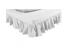 Cache Sommier Blanc Intégral à Volants 140x190