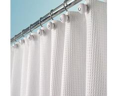 mDesign rideau de douche tissu de luxe – rideau de douche en coton et en polyester - dimensions : 180 cm x 180 cm – rideau baignoire – blanc