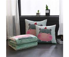 Gflyme Oreiller Coussin Coussin Quilt Double Usage, édredon imprimé de Bande dessinée, Velours de Corail en Cristal Multifonctionnel, Chaud épais, approprié au Bureau de Sofa de Voiture