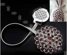 1 Paire Embrasses à Rideaux Magnétiques Cristal de Fleurs Embrasse Attaches Boucle Clips Attaches Accueil Rouge
