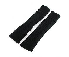 Hiver gants tricotée pour femme, tukis portes Sans Doigts Manchons maille longue Bouillotte Bras Collants/la main chauffe-mains Jambières, chaud Gants en tricot Plus Jambières pour femme noir