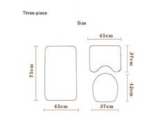 Morbuy 3 Pcs Ensemble Salle de Bain Tapis Contour WC Tapis de Bain Antidérapant Couvre Couverture de Toilette Siège - Impression de paysages naturels (Fulmination)