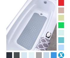SlipX Solutions Extra Long Tapis de Bain ajoute de la Traction antidérapantes pour baignoires et douches - 30% Plus Longtemps Que Standard Tapis. (200 ventouses, 99 cm de Long - Gris)