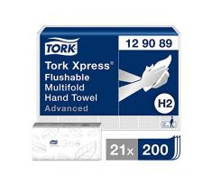 Tork 129089 Essuie-mains Advanced interfoliés délitable / Xpress H2 / 2 plis - lot de 21 - Blanc