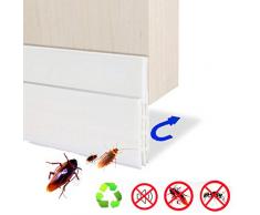 Haikingmoon 5x100CM Bas de Porte Anti Bruit Bande dEtanchéité en Silicone Souple Adhésif Imperméable à leau Isolement du Bruit Triple Limite du Passage dair Anti Insecte (Blanc)