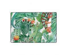 Montoj Tapis de sol humoristique en aquarelle caméléon et cactus Weathertech pour salon, chambre à coucher, décoration de maison, tapis de porte résistant à lusure, Polyester, 1, 72 x 48 inch