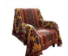 RAIN QUEEN Grande Plaid Couverture Coton Tricoté Jacquard Bohême Douce Lavable pour Canapé Fauteuil Chambre (230 * 250CM, Géométrique)