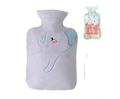 Bouillotte Eau Chaude Grande Mignon Dessin Animé Animal de leau Chaude Sac Chauffe-mains Winter Cadeau Idéal pour Femme Fille Enfants, 1L (z-gris chat)