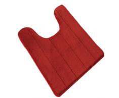 Masterein - Tapis de toilette en forme de U en coton antidérapant et élastique - Pour salle de bain, Coton, rouge vin, 50*60cm