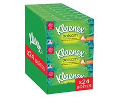 Kleenex Balsam - Boites de Mouchoirs en Papier 3 en 1 (Calendula, Vitamine E, Aloe Vera) - Pack de 24