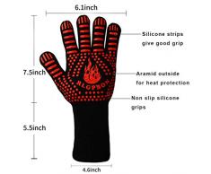 RLGPBON Gants de Barbecue Grill,Gants de Four Anti-Chaleur, Gants de Cuisine Résistant à la Chaleur 800ºC, Longeur 35CM Gant de Cuisson pour BBQ et Four