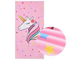 WERNNSAI Serviette de Plage Licorne - 76 × 152cm Rose Microfibre Couverture de Plage pour Les Filles Femmes Serviette de Bain Piscine à Absorption deau Voyage Vacances Plage Cadeau