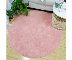 Fansu Tapis Rond Interieur Chambre à Coucher Salon Paillasson d'Entrée Décorent, Tapis en Peluche Courte Anti Slip Absorbant Antidérapant Lavable (100cm,Rose)