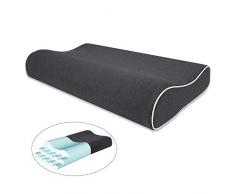 Mugetu Gel infusé Oreiller Mousse à mémoire réglable en Hauteur Oreiller Cervical Soutien lit Oreiller avec la Technologie refendu