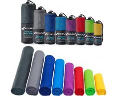 Fit-Flip Serviettes Microfibre – Disponible dans Toutes Les Couleurs et en 8 Tailles – Serviette Sechage Rapide – Serviette Microfibre Sport et Serviette Plage Microfibre (100x200cm Gris foncé + Sac)