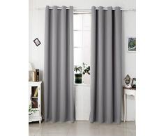 WOLTU VH5877dg - 1 pièce Rideaux occultant à oeillets pour fenêtre, Thermique isolant, 135x245cm, diverses couleurs aux 3 formats à séléctionner, Gris foncé