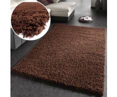 Tapis Shaggy Longues Mèches En Brun , Dimension:150x150 cm carré