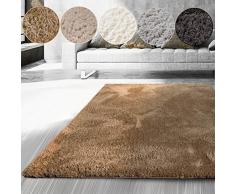 casa pura Tapis de Couloir - Tapis Shaggy | Tapis Moderne Poils Longs | Moquette sur Mesure pour Chambre, Salon, Descente de Lit | Flokati Ultra Moelleux | Marron Clair - 66x100 cm