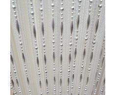 LAPOPNUT Rideau Salon Rideaux Occultant Voilage Rideau Perles Ligne Rideau Moderne Fils Teints Rideaux Séparation de Pièce Décoration Chambre Maison Porte Hôtel Café(100 X 200cm,Blanc)