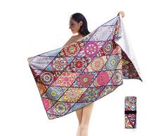 AtailorBird Serviette de Plage en Microfibre Anti Sable 150x75cm, Super Absorbant Couverture de Voyage Légère Pliable Portable Séchage Rapide pour Natation Sport