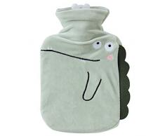 CAOLATOR Bouteille deau Chaude Dessin animé Mignon Bouillotte avec Housse en Peluche de Super Doux （Vert）