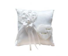 TARTIERY Coussin D’alliances, Porteur Oreiller Anneau Rustique - Fournitures De Mariage, Blanc Romantique Wedding Rose Anneau Box Rose Coeur Favors Wedding Ring Oreiller 20207cm