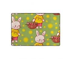 Ruchen Area Tapis Humoristique Motif Lapin Vert Grand Tapis, Velours Corail, 183×122cm