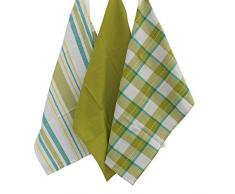 Kela 15960 Pasado Lot de 3 Torchons de cuisine Coton Vert 65 x 45cm