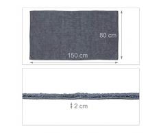 Relaxdays Tapis de bain lavable 80 x 150 cm douche salle de bain - gris