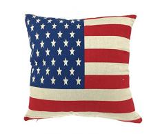 Luxbon Coton Lin Coloré Canapé Taie dOreiller Housses de Coussin Durable Drapeau Américain les Etoiles 45x45 cm