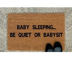 Yor242len Paillasson Humoristique avec Inscription « Baby Sleeping Be Quiet Or Baby Knock »