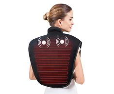SNAILAX Coussin chauffant pour le cou et les épaules - Couverture chauffante avec niveaux chauffants réglables et massage par vibrations pour le soulagement des douleurs SL-661FR