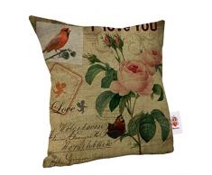 Nunubee Linen Blend Canapé Vintage Fleur Coussin Oreiller Boîtier Carré Type C