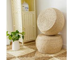 Diuspeed Coussin en Paille tissée, Pouf Rond Fait Main Coussin de Chaise Tatami Coussin de siège de Yoga Tapis de Sol en Tricot Salle à Manger de Jardin Décor à la Maison Extérieur.