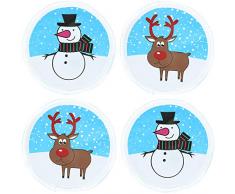com-four® 4X Pocket Warmer - Chauffe-Mains de Style Hiver - Coussin Chauffant de Poche avec différents Motifs [la sélection varie] (Set14 Bonhomme de Neige/cerf)