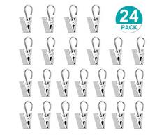 LIHAO 24pcs Pinces à Rideaux en Acier Inoxyable, Clip à Rideau avec Crochet pour Tringle à Rideau, Maison Décoration